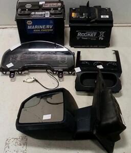 (2) 12V Batteries (1 Napa, 1 Sebang.) GM Instrument Cluster (Trailblazer/Envoy/Etc.)Truck Side Mirror.