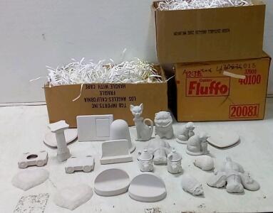 Large Lot Of Clay/Bisque Figurines To Paint Or Use For Target Practice. (A Portion Is Shown From The 3 Boxes Of Them.)