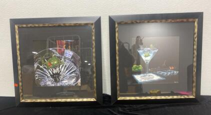 (2) Framed Martini Art Prints By Michael Godard - 21.5" x 21.5 "
