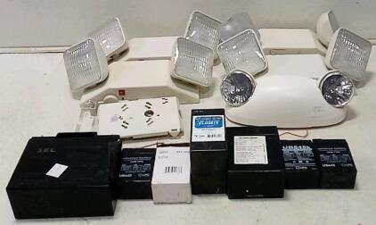Lot Of 5 Outside Security Lights. 7 Universal Batteries (Lithium Ion / NMH.)