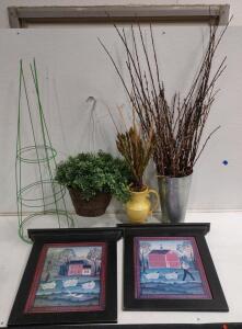 (1) Hanging Fake Floral Plant, (2) (Green) 42" Tomato Cages, & Much More!
