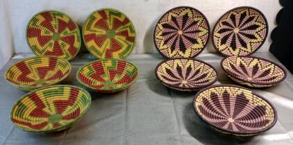 (10) Assorted Hand Woven Decorative Baskets