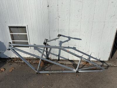Burley Tandem Bicycle Frame, Aluminum, Silver, Rigid, Includes Handlebars