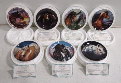 8" Danbury Mint Collector Plates from the "Noble & Free" Collection, Featuring Horse Artwork by Susie Morton.