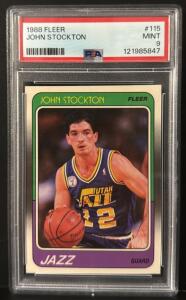 1988 Fleer John Stockton #115 PSA Mint 9 Basketball Trading Card