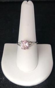 (1) Size 9 Faceted Oval Cut Pink Kunzite .925 Ring