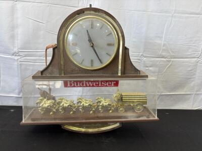 Anheuser-Busch Budweiser Mantel Clock with Horses Display, Electric-Powered