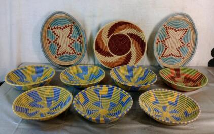 (10) Assorted Hand Woven Decorative Baskets