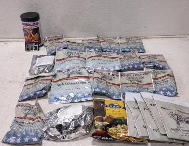 (23) Assorted Patriot Pantry Ready To Cook Meals. Liberty Seed Vault. (5640 Assorted Seeds.) Liberty Wallet Multi Tool.