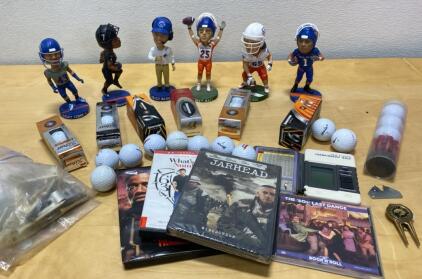 BSU Bobble Heads ( Coach Harsin-DJ Harper and More Used and Unused Golf Balls