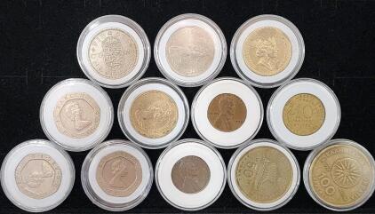 (3) 1982 United Kingdom 20 Pence Coin (2) 1983-1985 United Kingdom One Pound Coin (1) 1962 United Kingdom One Shilling Coin And More