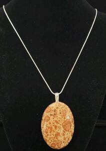 (1) 78 Ct. Natural Designer Astroid Jasper Gemstone Necklace