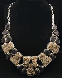 (1) Watermelon Tourmaline And Amethyst Necklace
