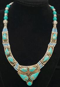(1) Natural Turquoise Gemstone Beautiful Large Necklace