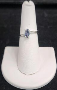 (1) Size 6 Marquise Oscar Friedman Tanzanite Stone .925 Ring