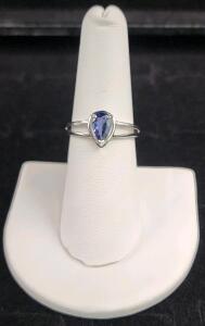 (1) Size 6 Oscar Friedman Pear Tanzanite .925 Ring