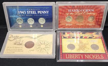 (1) Complete 1943 Steel Penny Mint Mark Collection (1) Rare Coins of the Last Century Collection (1) Two Decades Liberty Nickles Collection (1) 186-Year-Old Shipwreck Coin