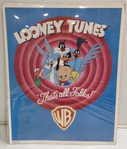 22"x 28" Wrapped Vintage "That's All Folks!" Looney Tunes Poster from 1986!