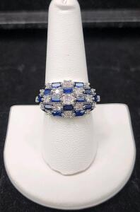 (1) Size 9 Mixed Blue And White Sapphire Ring