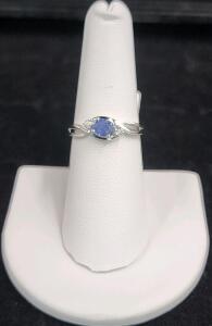 (1) Size 6 Oscar Friedman Blue Sapphire And Diamond .925 Ring