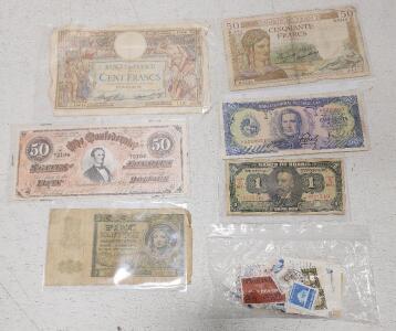 (1) 50 French Francs C&eacute;r&egrave;s Banknote (1) 1941 Polish 5 Złotych Banknote (1) Brazil 1 Mil R&eacute;is (1000 R&eacute;is) Banknote And More