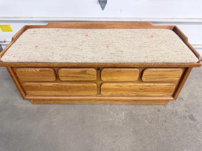 Wooden Storage Bench with Padded Top and Lockable Front