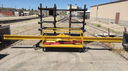 Large Lift Bar W/ Cables on Rolling Cart