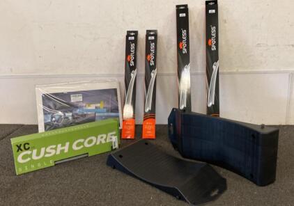 Unused (2) 24&rdquo; Wiper Blades (2) 18&rdquo; Wiper Blades - Car Tire Savers - Rear Seat Auto Screen Protector- 29&rdquo; Bike Tire Saver