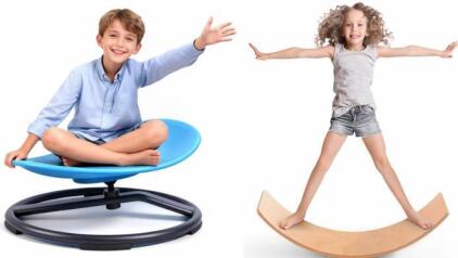 Kids Sensory Swivel Chair & Kids Balance Board For Balance & Coordination