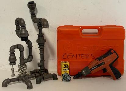 Ramset D45A Powder-Actuated Tool W/ Cartridges & (2) Pipe Workshop Lamps