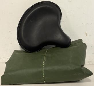 Black Faux Leather Motorcycle Seat & Heavy Duty Waterproof Canvas Tarp