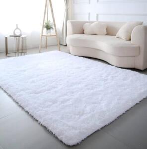 Soft Shaggy Area Rug, White, 6x9 FT