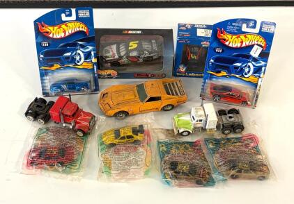 Collection Of Vintage And Modern Die-Cast Toy Cars, Primarily Focusing On Hot Wheels And Similar Brands