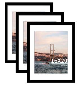 (3) Trahome Brown Picture Frames 16x20 Without Mat or 12x16 Matted