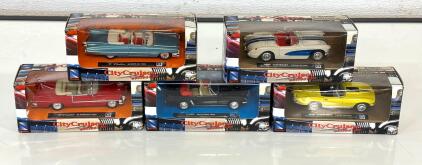 Set of 5 NewRay 1:43 Die-Cast Convertibles: Cadillac, Corvette, Mustang&mdash;CityCruiser Collection, Boxed
