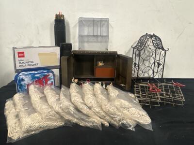 (9) Mop Pads, Wooden Hanging Jewlery Box, Constiner of Arrows for Archery And More
