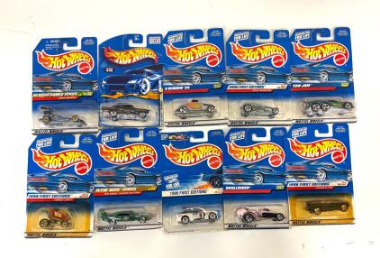 Collection Of Vintage Hot Wheels Die-Cast Cars From Mattel, Primarily From The Late 1990s