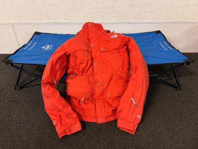 Woman's Size Small Orange Northface Coat and Regalo Folding/ Elevated Bed