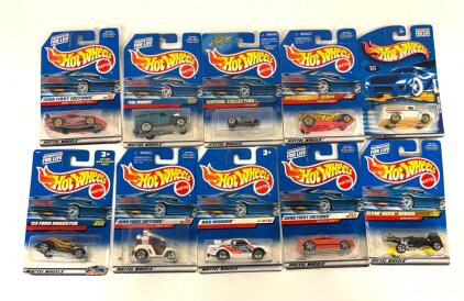 Collection Of Vintage Hot Wheels Die-Cast Toy Cars Manufactured By Mattel, Primarily From The Late 1990s And Early 2000s.