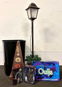 Large Kitchen Trashcan, Decorative Light Post (4'), Friday The 13th Collector Figure, and More