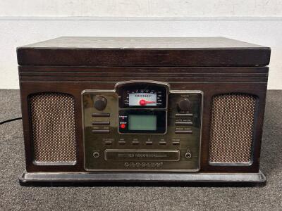 Crosley CR2405C-ES 5-in-1 Turntable CD Recorder Cassette AM/FM Radio, Built-in Speakers, Remote. Tested.