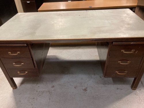 Wood Desk w/ Green Top