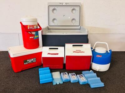 Various Size Cooler Bundle Includes: Igoo, Coleman, and Playmate Igloo Unable to Test Electric Cooler