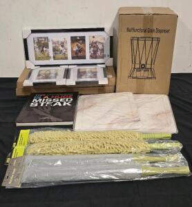 Multifunctional Grain Dispenser, (2) Set Of Black Picture Frames (12 Total Picture Spots, Missed Steak Cookbook, (2) Stone Drying Boards