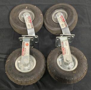 Pneumatic Caster Wheels, 10", (2) Fixed And (2) Swivel