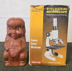 Radical RM-1B Student Biological Microscope & Vintage Piggy Bank