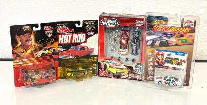 Collection Of Vintage NASCAR Diecast Cars From The Late 1990s And Early 2000s, Primarily Manufactured By Racing Champions And Johnny Lightning