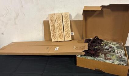 Floral Lot (6) Wooden Wall Planters (1) Wreath (2) Artificial Cumicifuga Vines