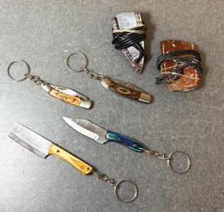 Damascus Collectible Miniature Knives And Folding Knife Keychains