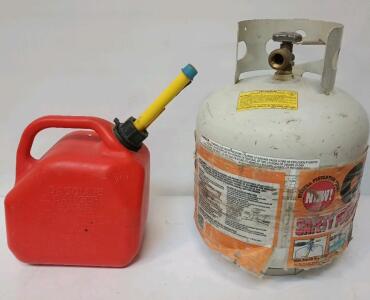 5 Gallon Propane Tank And 2 Gallon Plastic Gas Can